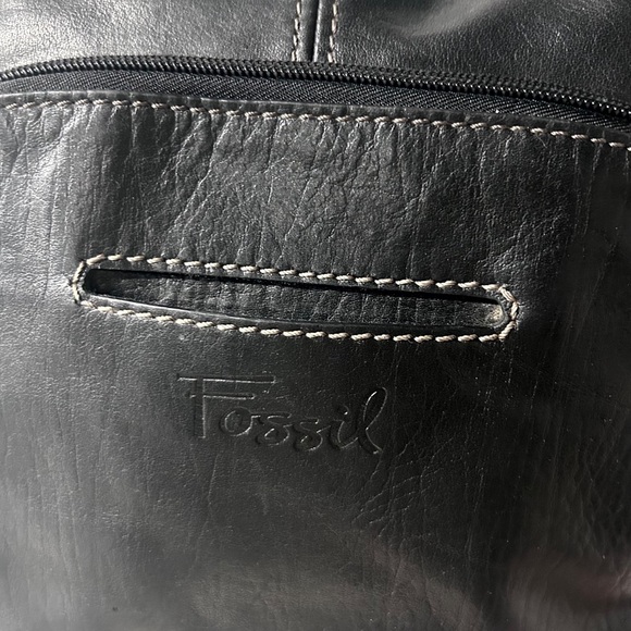 Fossil Hanover Black Leather Crossbody Bag Messenger Style EUC - Picture 9 of 14